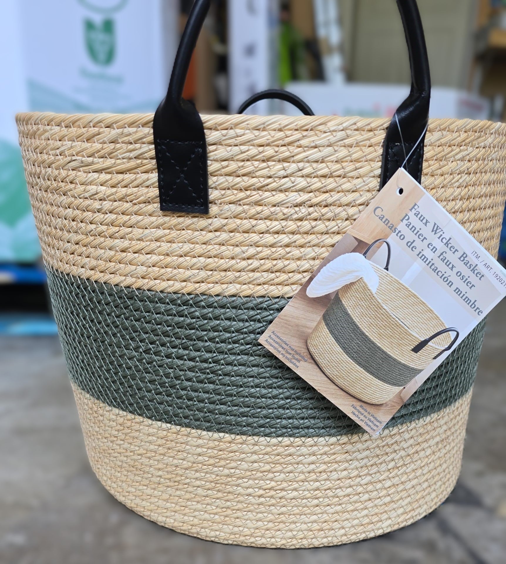 Baum Two-Tone Faux Wicker Basket