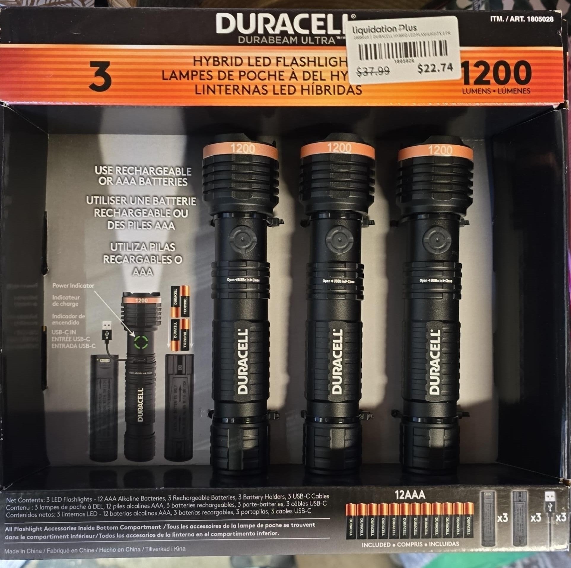DURACELL HYBRID LED FLASHLIGHTS 3 PK