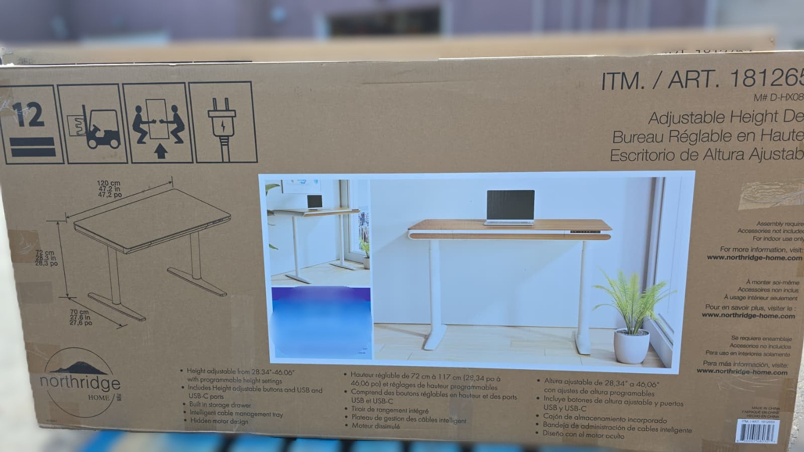 Nico Case 117 cm (46.06 in.) Height Adjustable Lift Desk