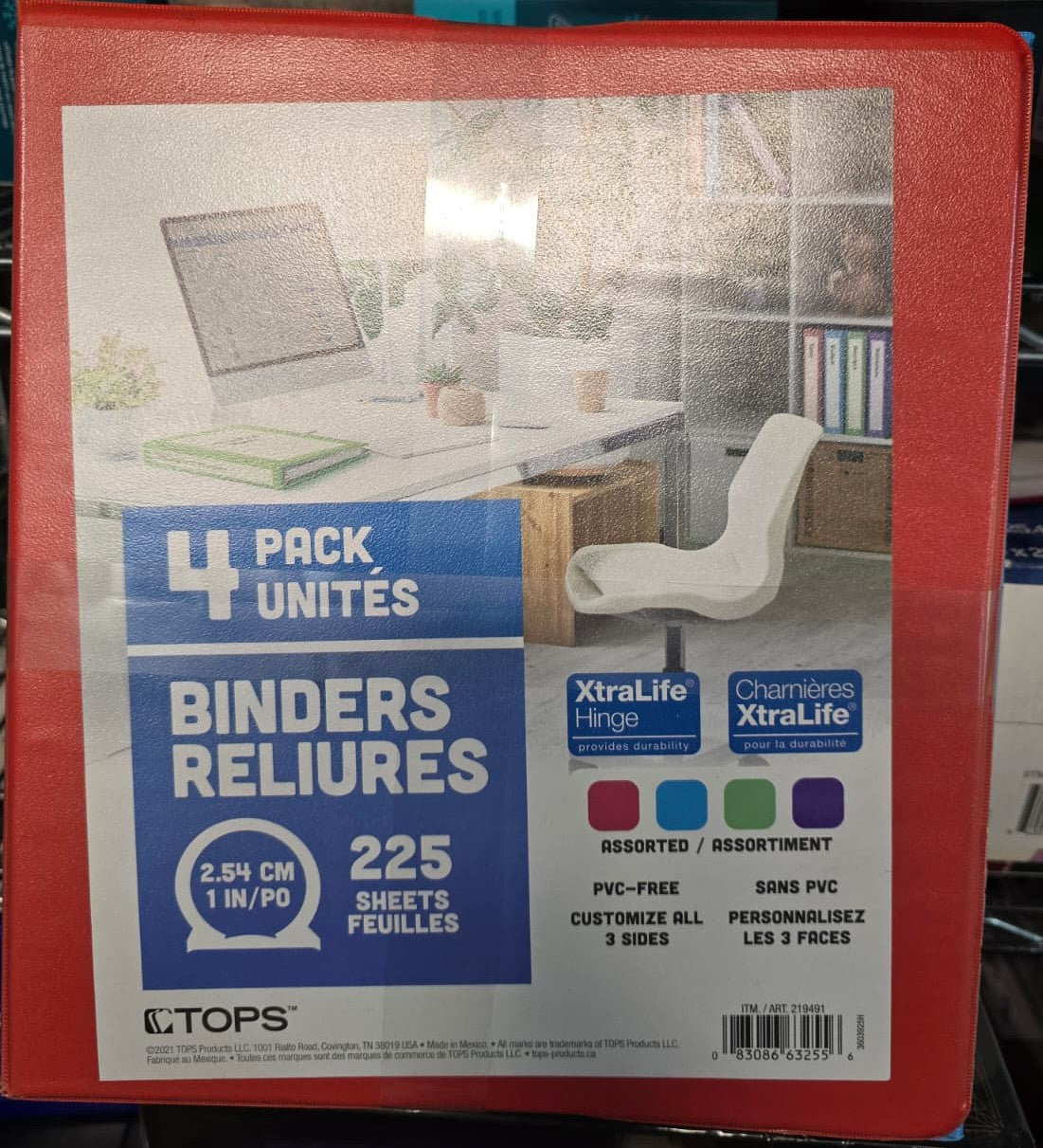 TOPS ClearVue View 1-in White Binders, 4-pack
