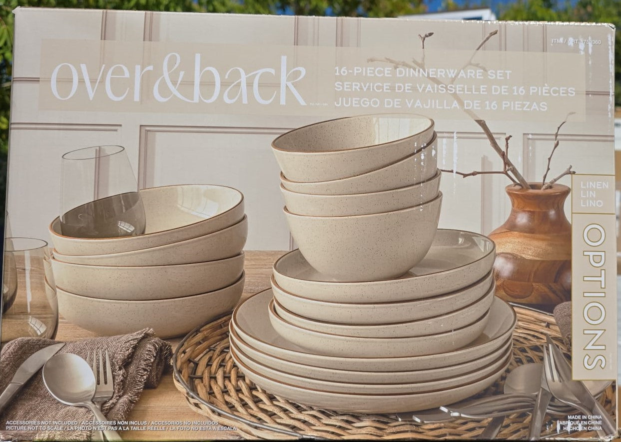 OVER AND BACK STONEWARE DINNERWARE 16 PIECES