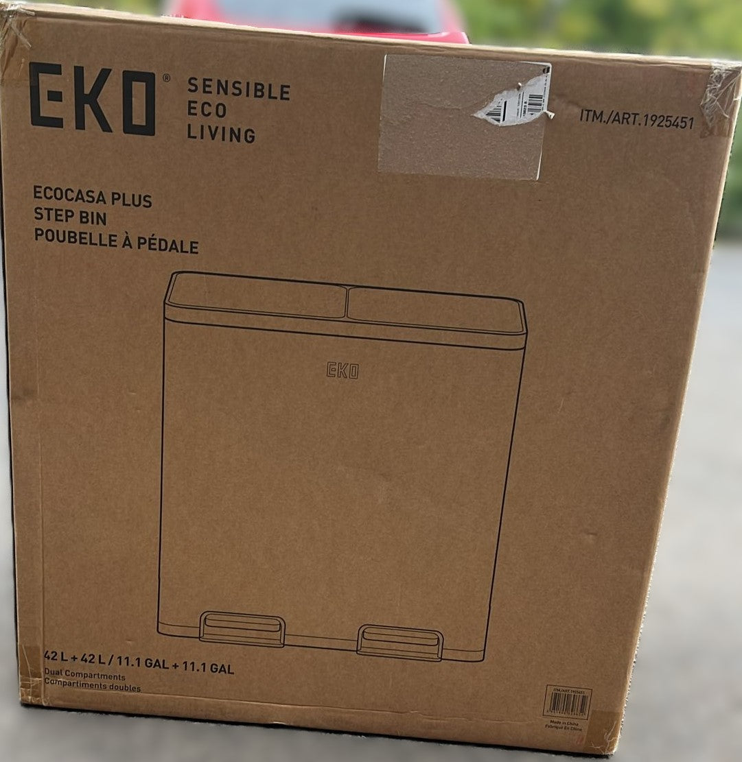 EKO 42L+42L Dual Compartment Stainless Steel Step Can