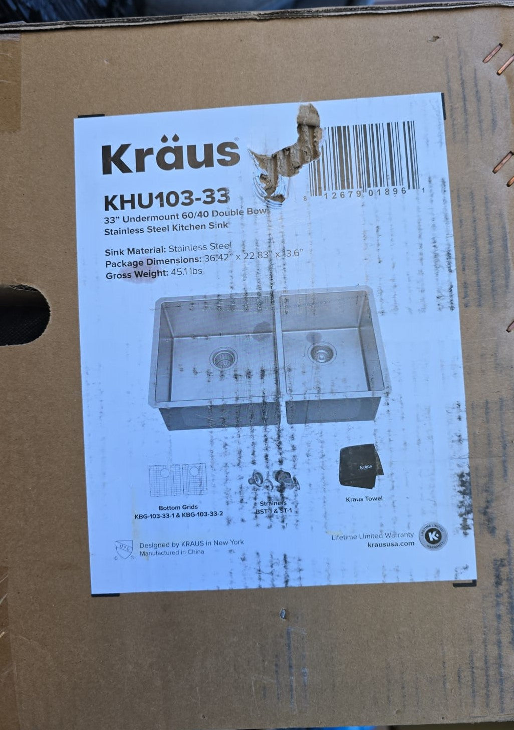 KRAUS Undermount Double Bowl Stainless Steel Sink