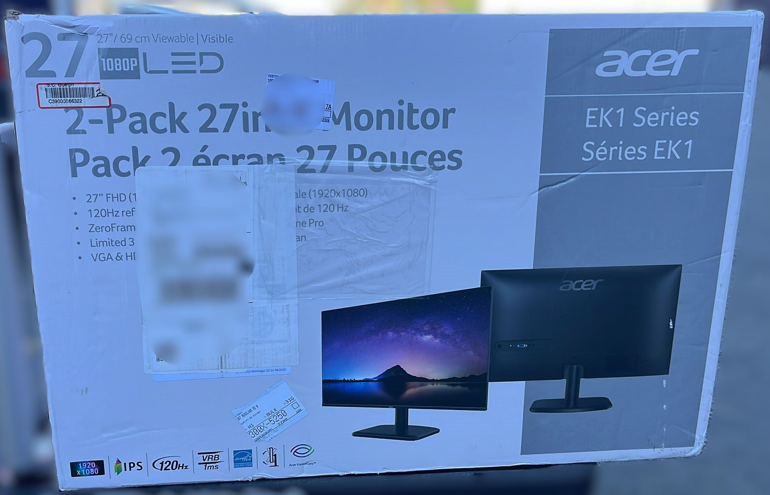 Acer 27 in. FHD Monitor (1920 x 1080), 2-pack