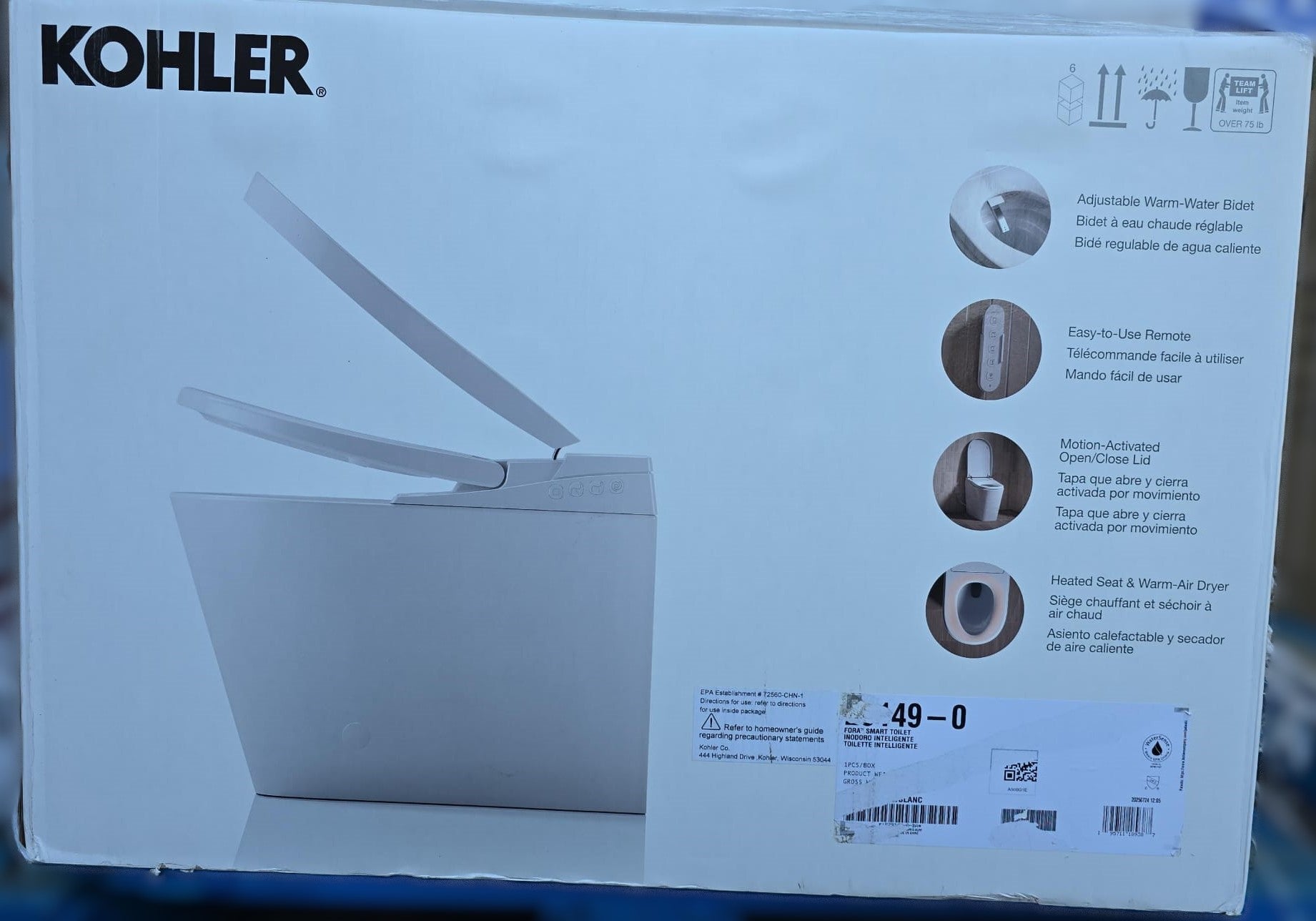 Kohler Fora Elongated Smart Bidet Toilet