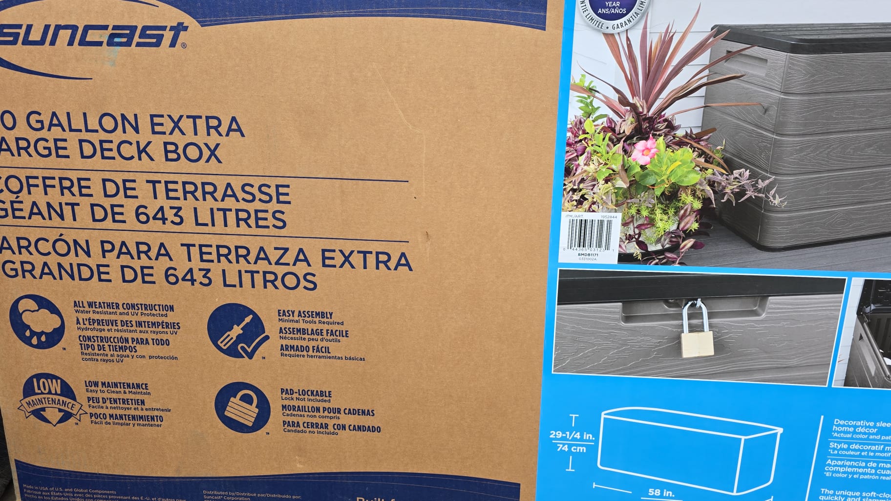 Suncast Extra Large Deck Box 170G