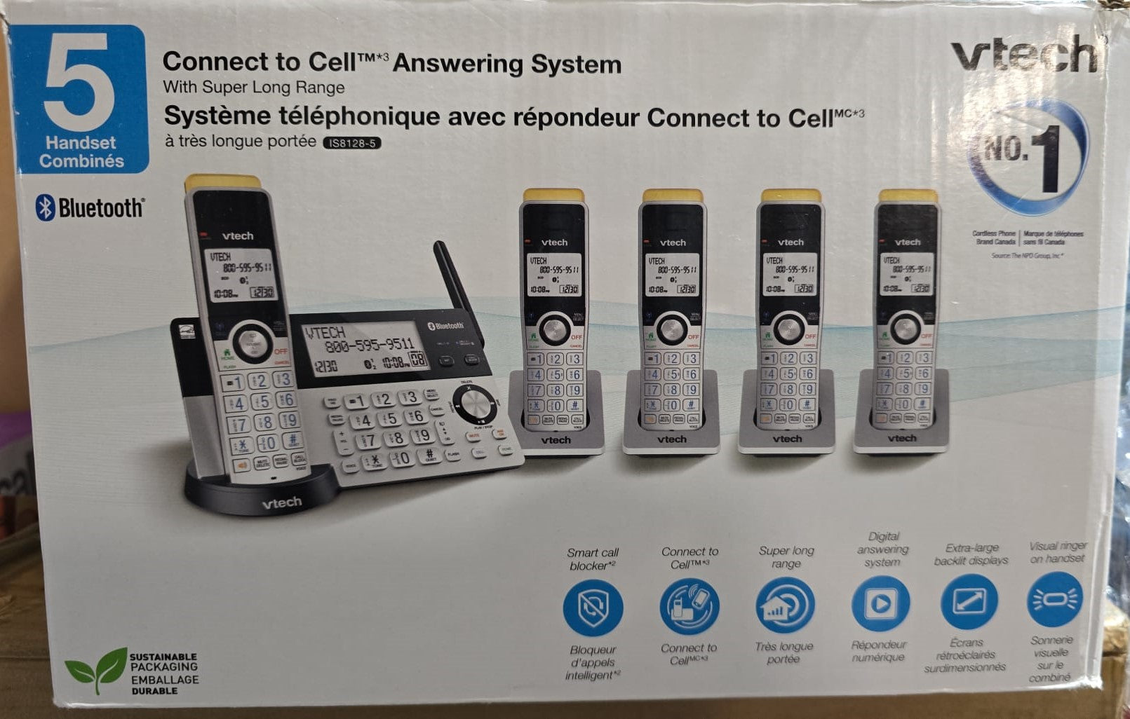 V-Tech 5-handset Phone System with Connect to Cell