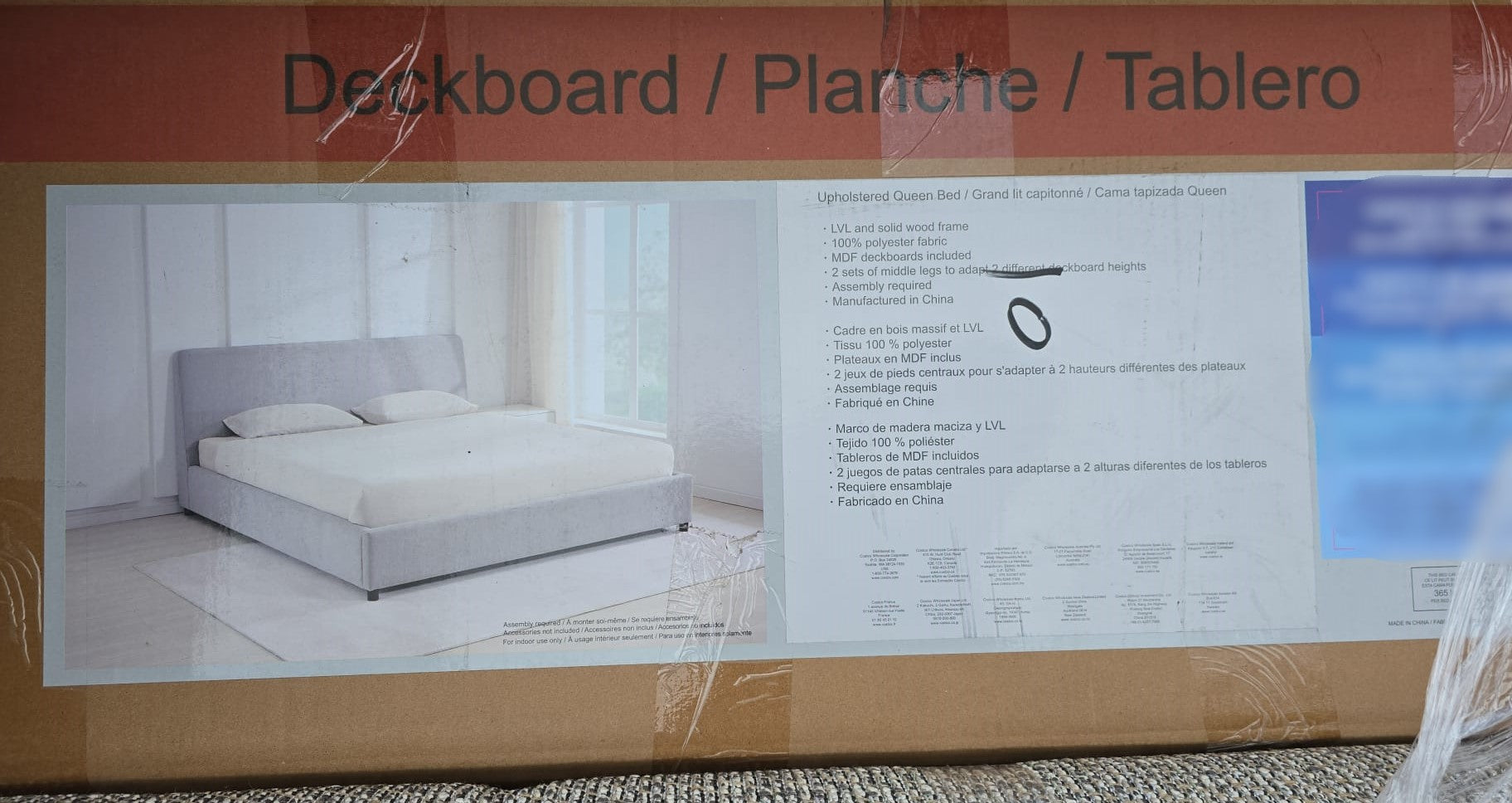 Cannes Upholstered Platform Bed Gray colour (Queen)