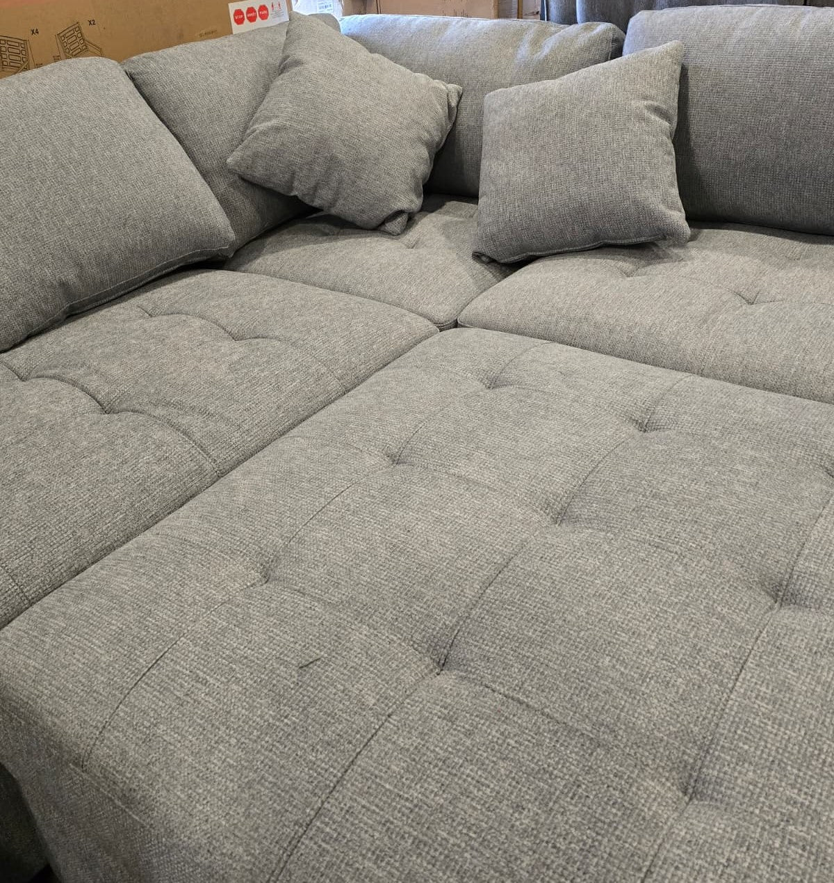 Thomasville Left-hand Facing Fabric Sectional with Storage Ottoman