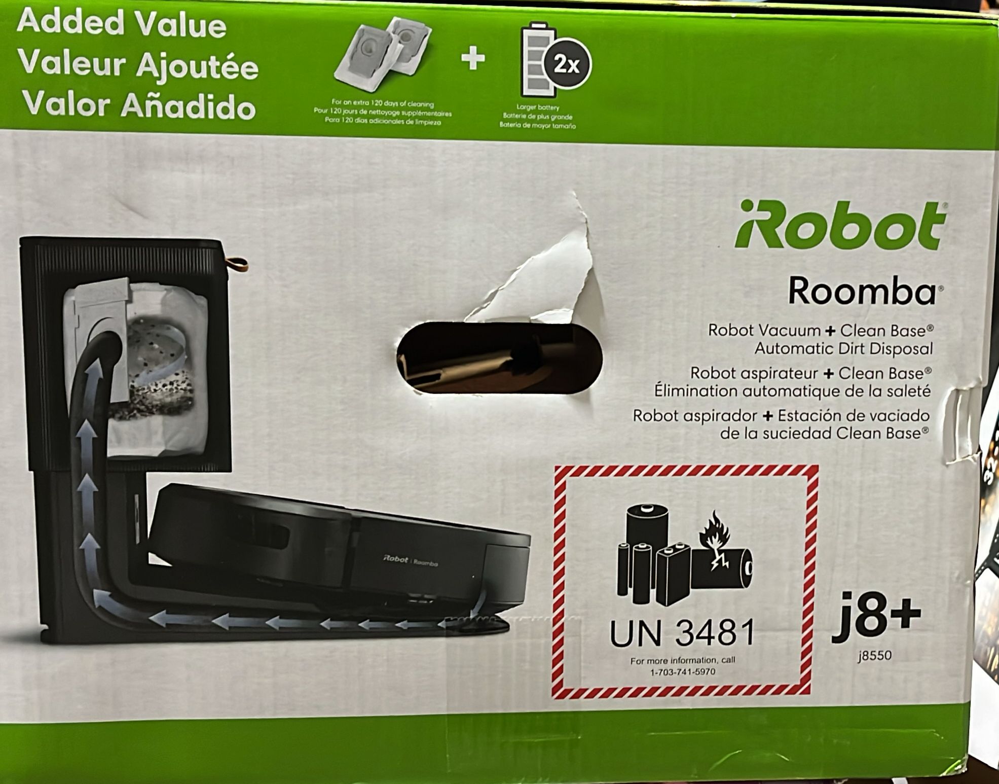 iRobot Roomba j8+ Robot Vacuum + Bonus 2 Dirt Disposal Bags