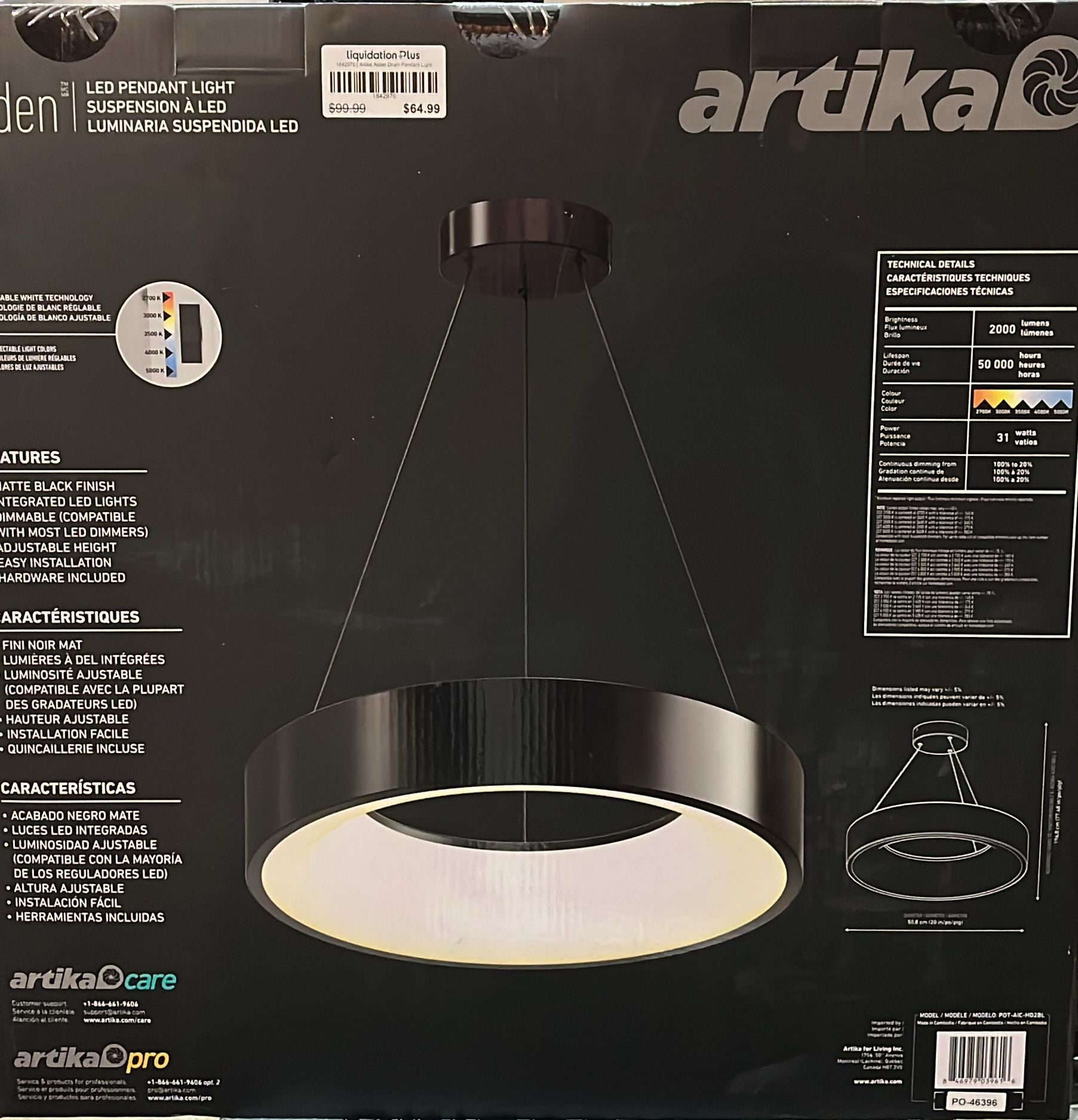 Artika Aiden Drum Pendant Light