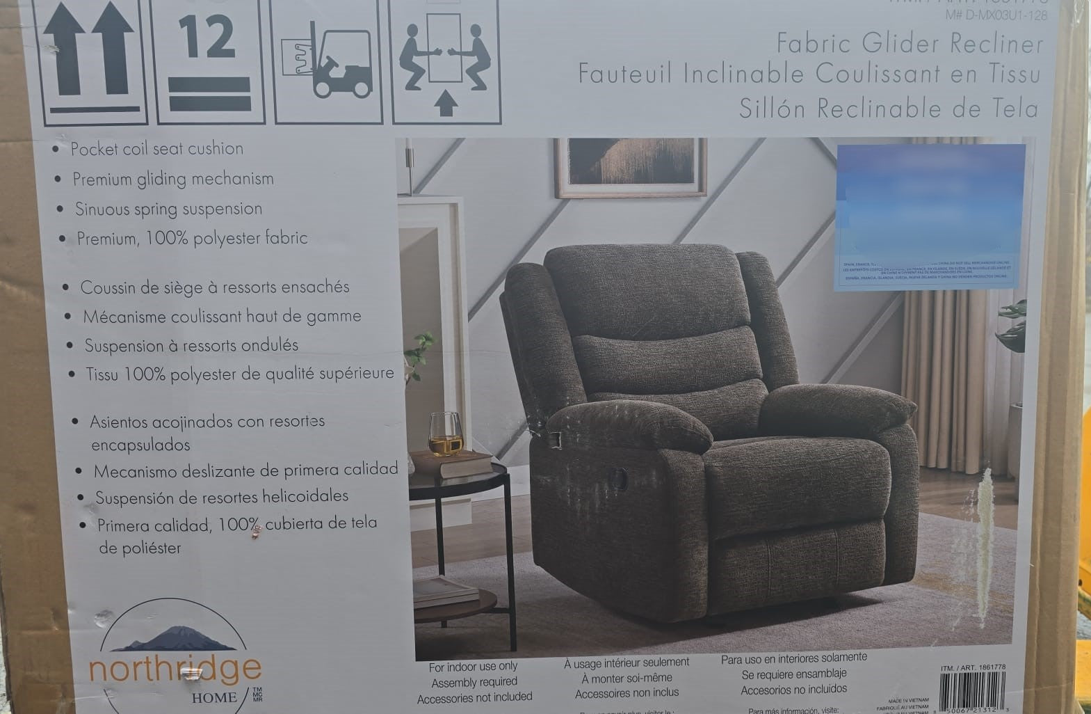 Oliver Fabric Glider Rocker Recliner Brown