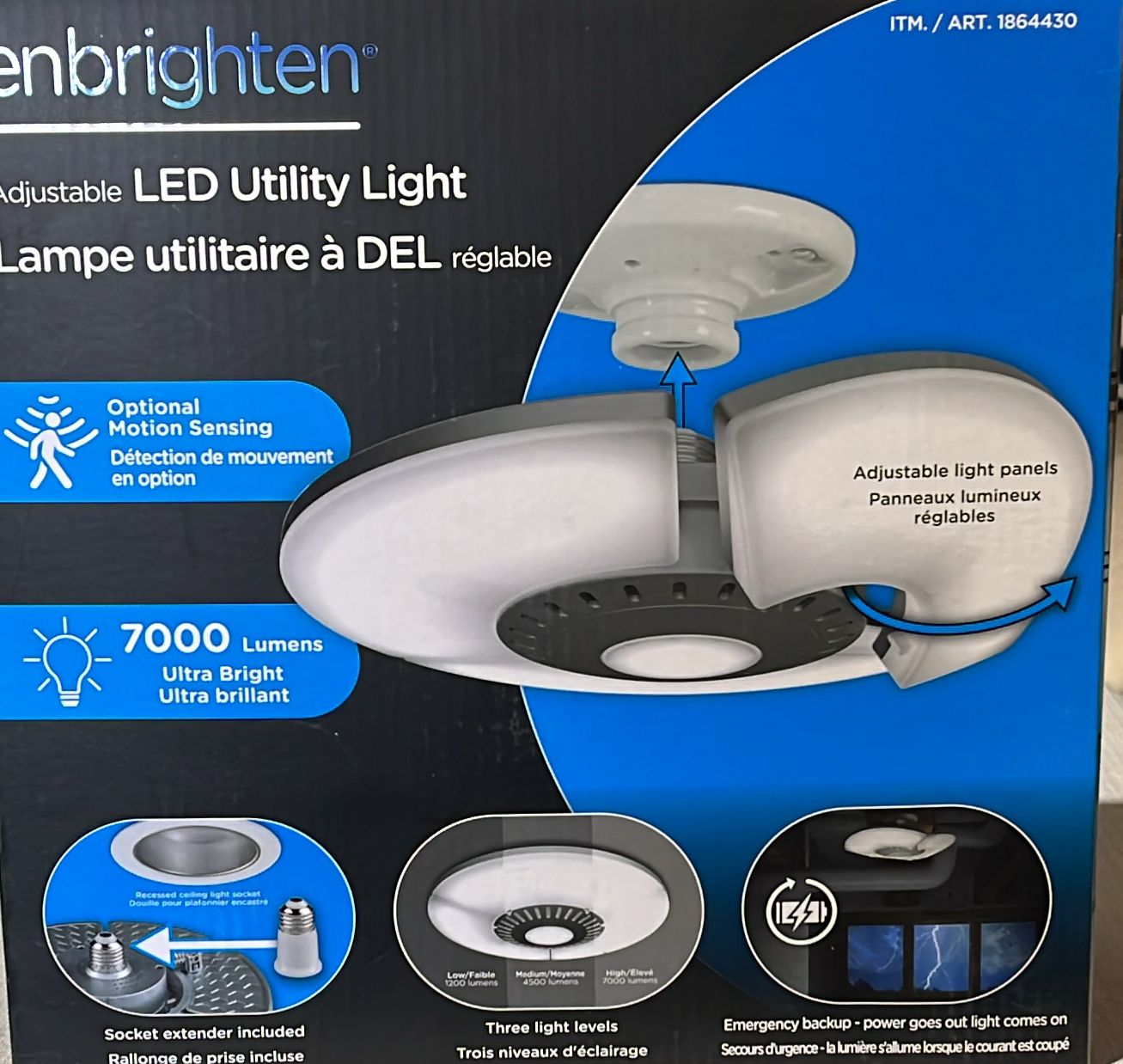 Enbrighten Power Failure Motion Sensing Adjustable LED Utility Light