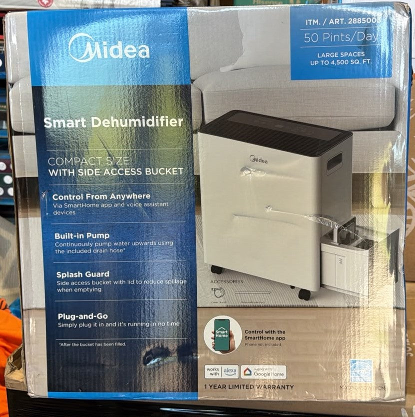 Midea 23.7 L (50 Pints) Smart Dehumidifier with Pump