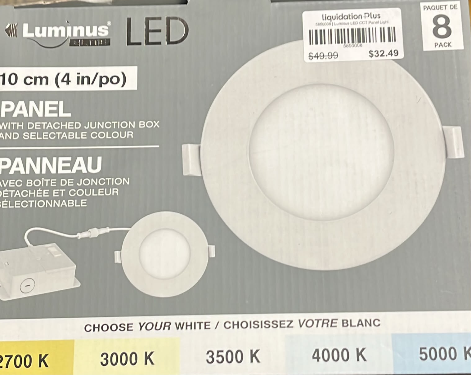 Luminus 4-in. 5CCT Recessed Panel Light Kit 8-pack