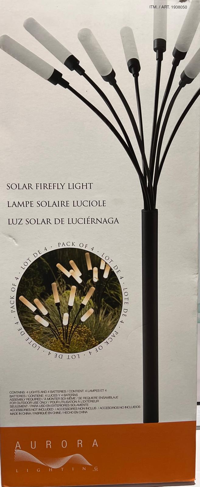 Aurora Lighting Solar Frosted Acrylic Firefly Light, Pack of 4