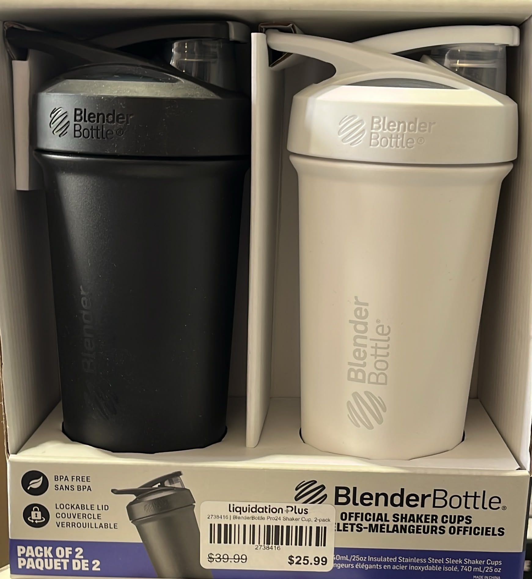 BlenderBottle Strada Shaker Bottle, 2-pack