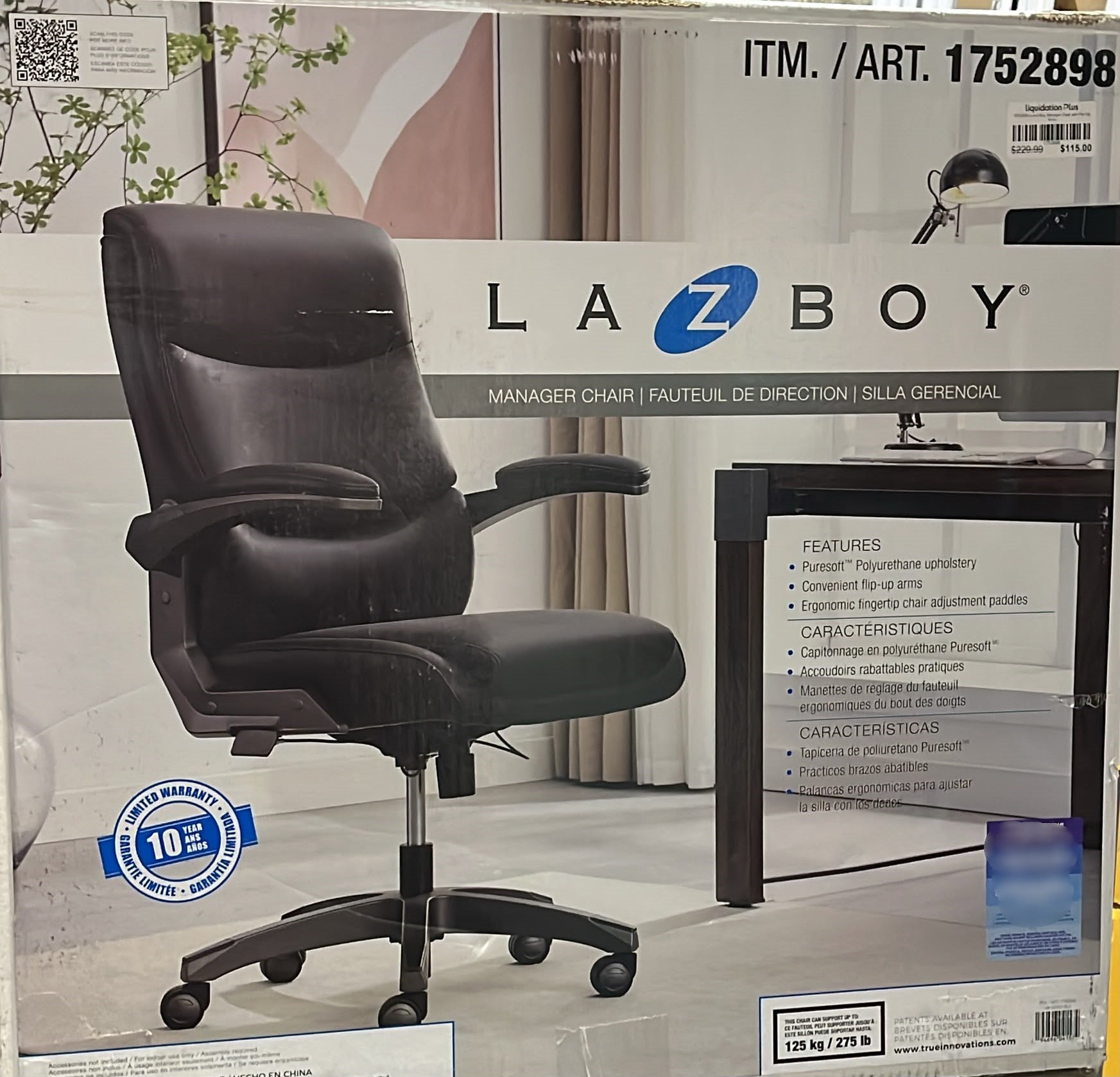 La-Z-Boy Manager Chair with Flip-Up Arms