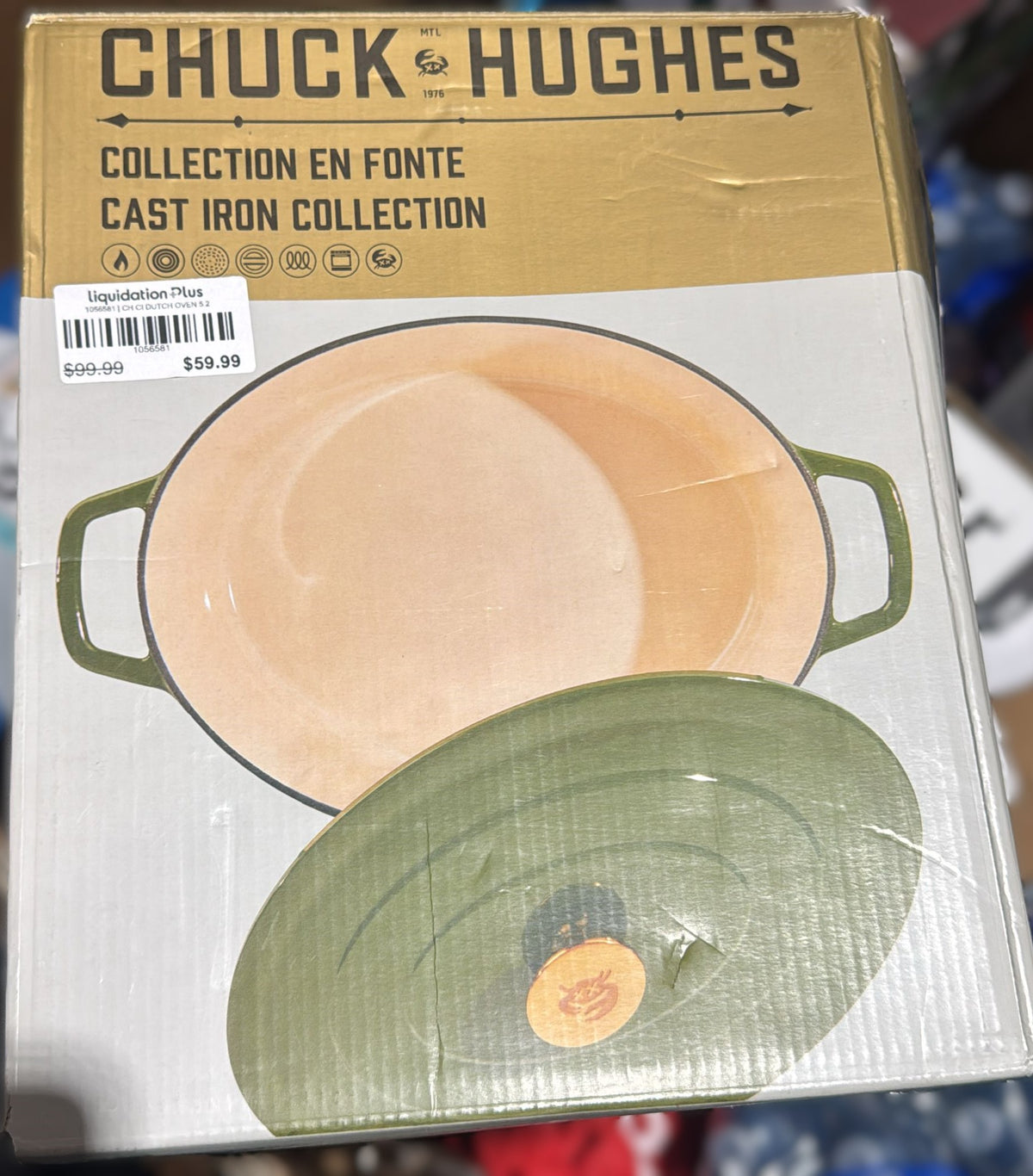 CHUCK HUGES CAST IRON DUTCH OVEN 5.2 L