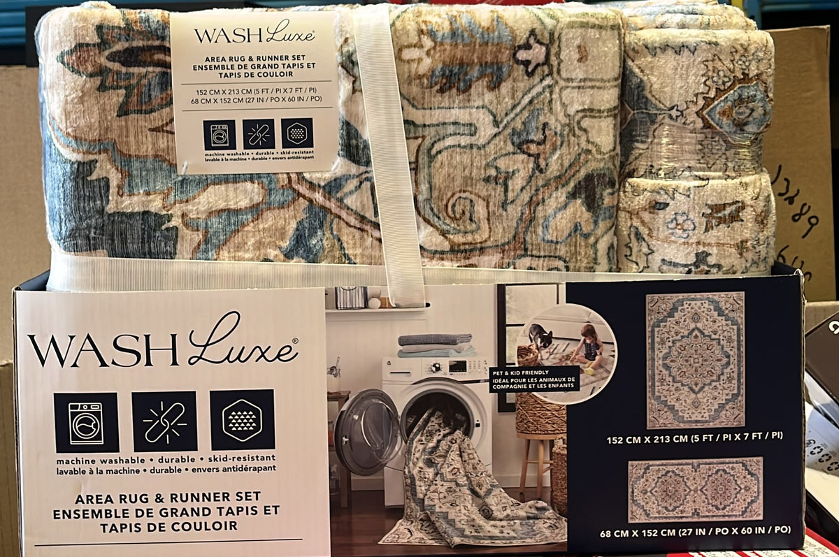 WASHLUXE AREA RUG & RUNNER SET 5 X 7 ft / 27 X 60 in