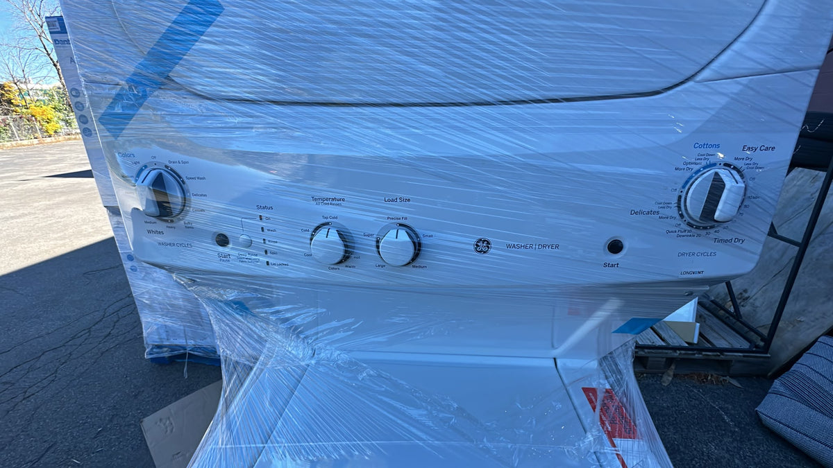 GE 27 in. Electric White 4.4 cu. ft. Washer, 5.9 cu. ft. Laundry Centre