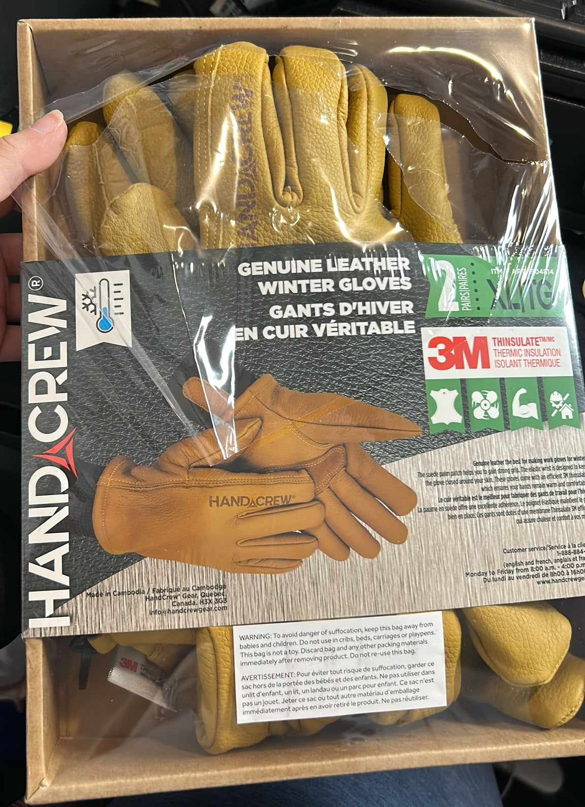 HAND CREW LEATHER GLOVES 2 PAIRS SIZES M-XL