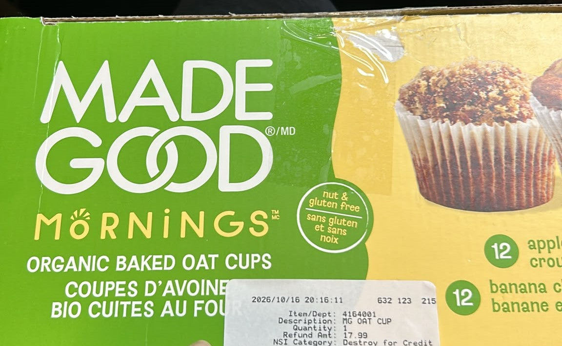 MadeGood Mornings - Organic Baked Oat Cups, 24 × 35g