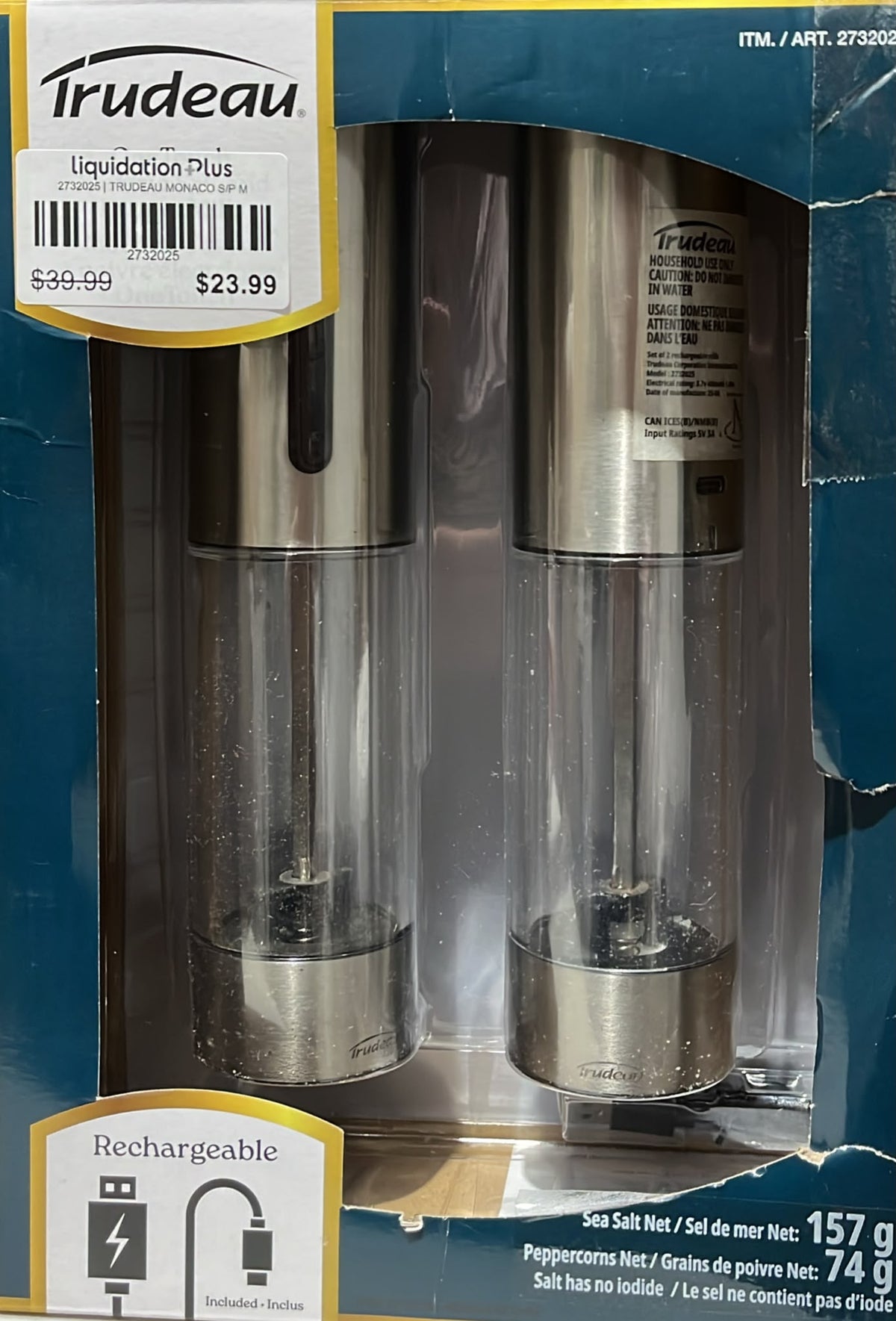 Trudeau OneTouch Electric Salt and Pepper Mills