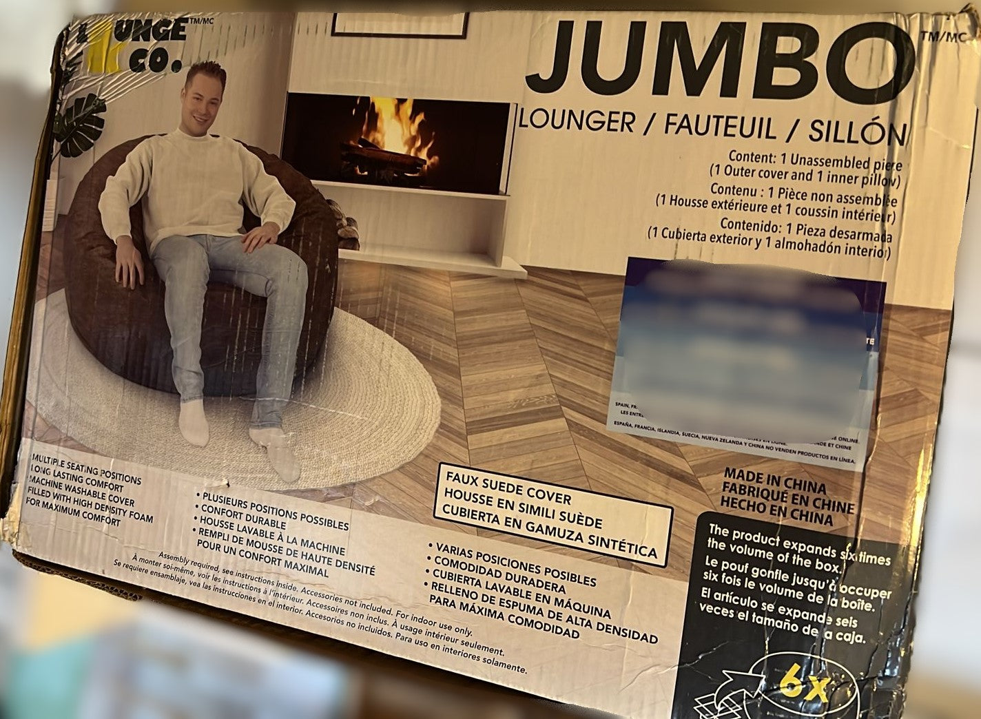 Lounge & Co. Faux Suede Jumbo Lounger, Brown