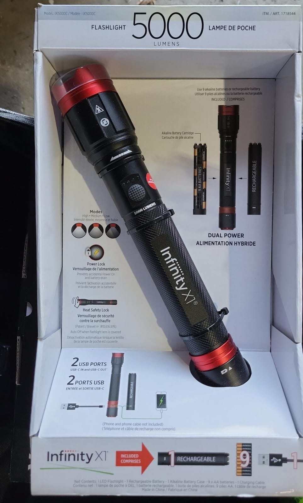 Infinity Focusing Flashlight 5000 Lumen Dual Power