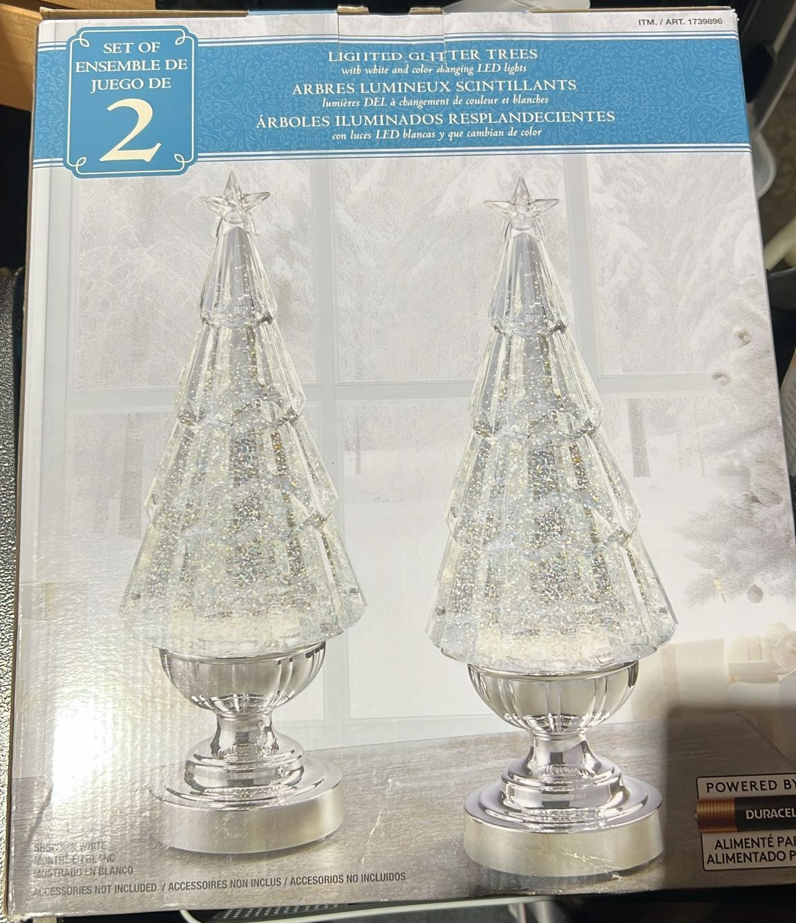 Set of 2 Lighted Glitter Trees