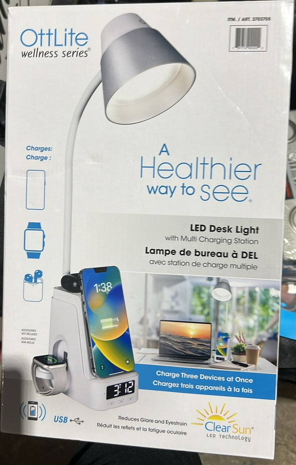 OttLite LED Desk Light with Multi-Device Charging Station