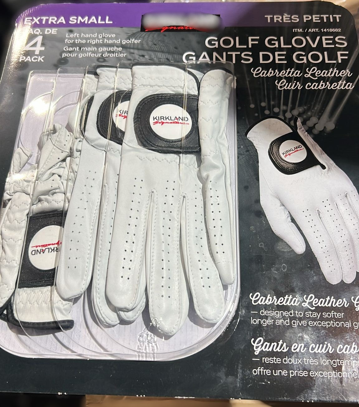 KIRKLAND SIGNATURES CABRETTA LEATHER GOLF GLOVES (EXTRA SMALL)