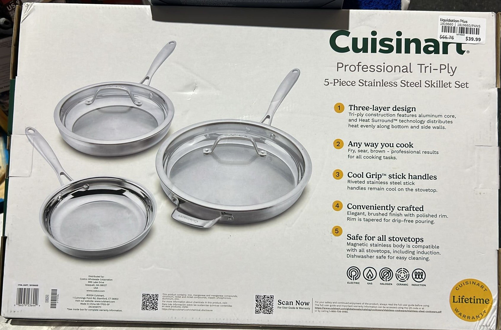 Cuisinart Tri-Ply Clad Stainless Steel 5-piece Skillet Set