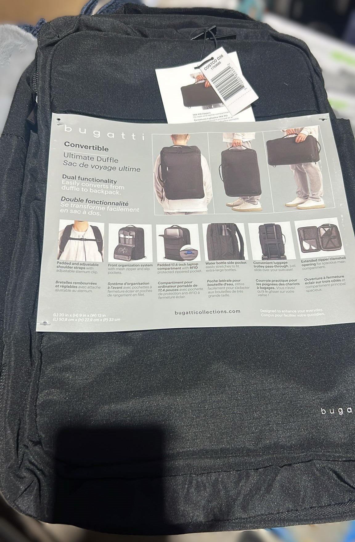 Bugatti Hybrid 2-in-1 Duffle Bag/Backpack