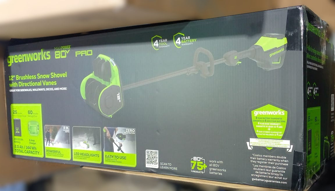 GREENWORKS 80V 12 SNOW SHOVEL 2.0AH BATTERY (IN BOX)