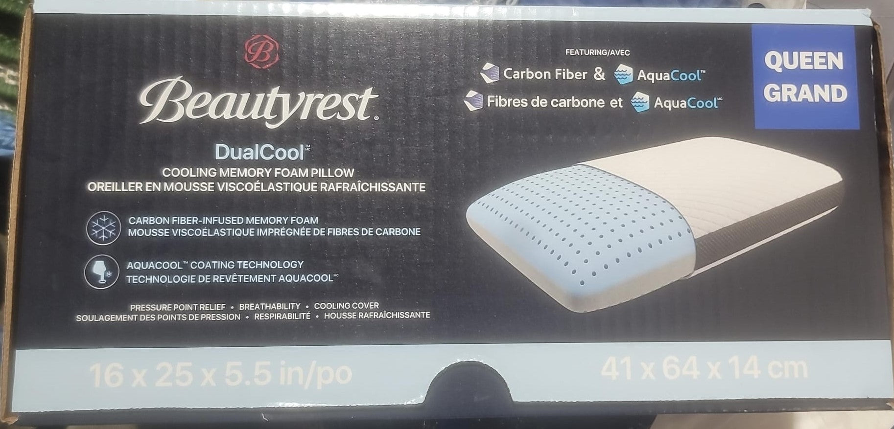 Beautyrest Dualcool Carbon Fiber Memory Foam Pillow