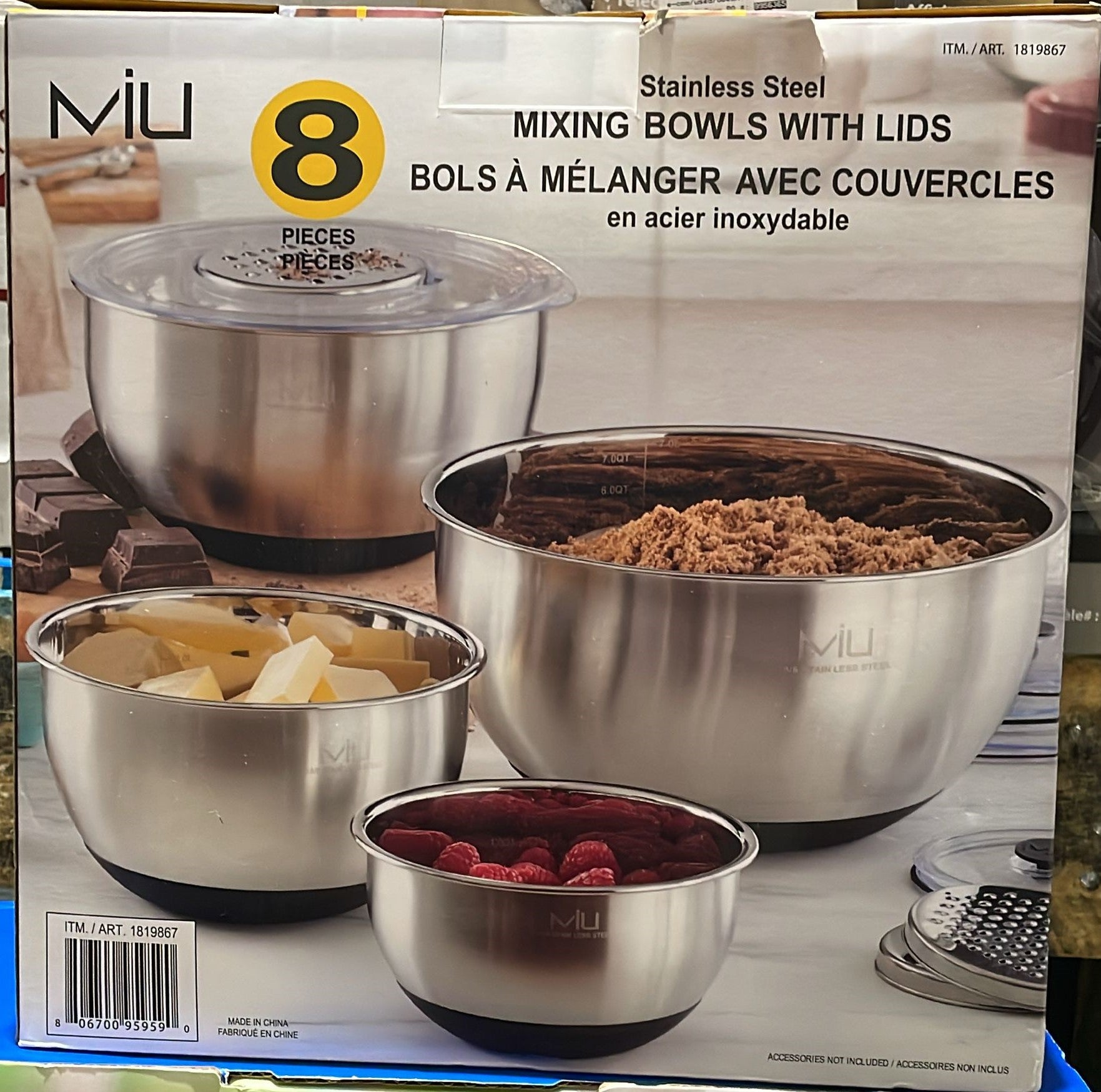 MIU Stainless Steel Mixing Bowls with Graters, Set of 4