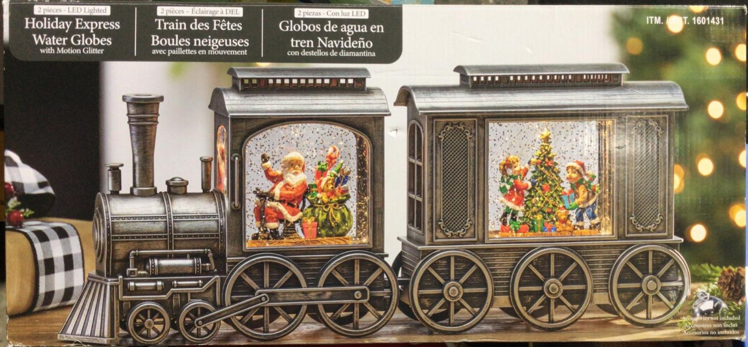 Holiday Express Water Globes with Glitter, 2 pieces