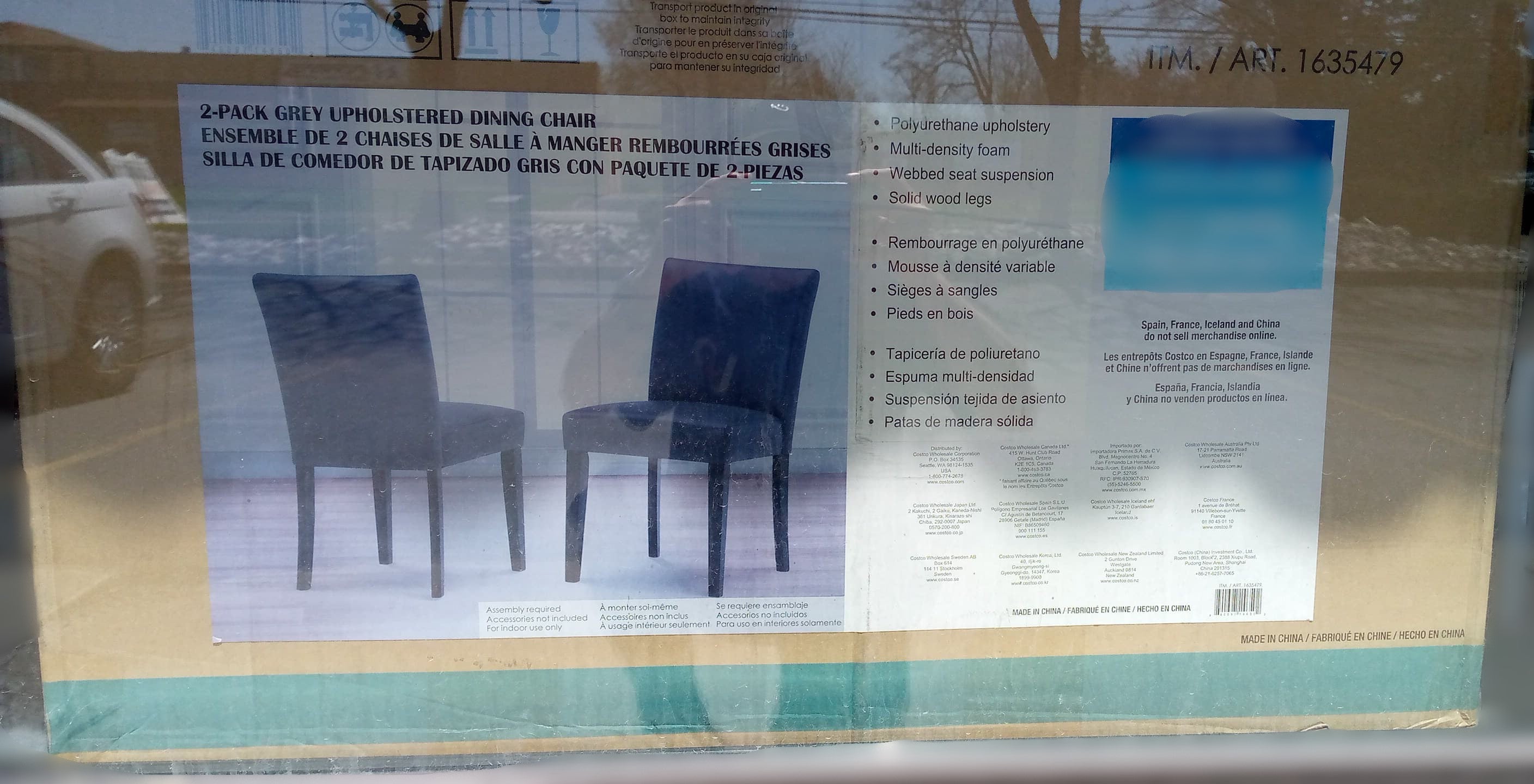 2-Pack Grey Upholstered Dining Chair