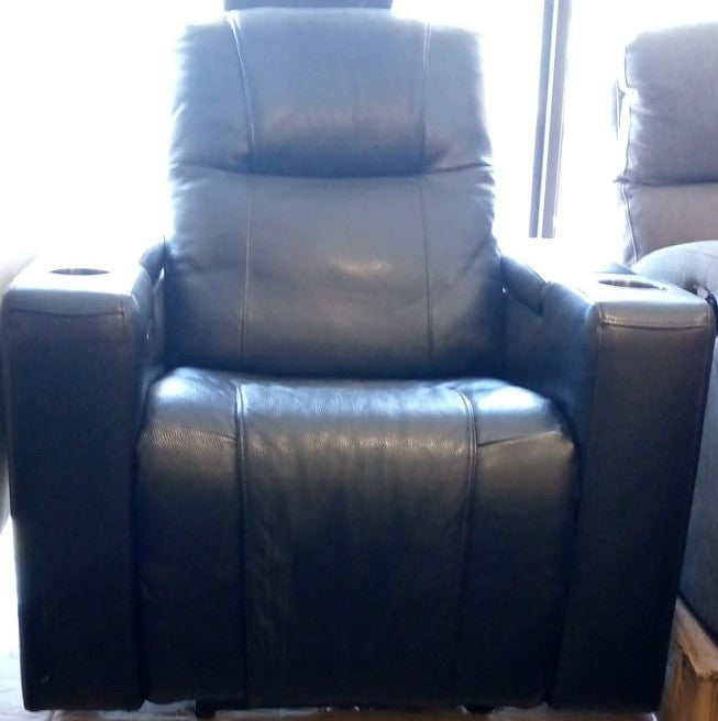 Leather Power Home Theater Recliner, Black (small rip on side)