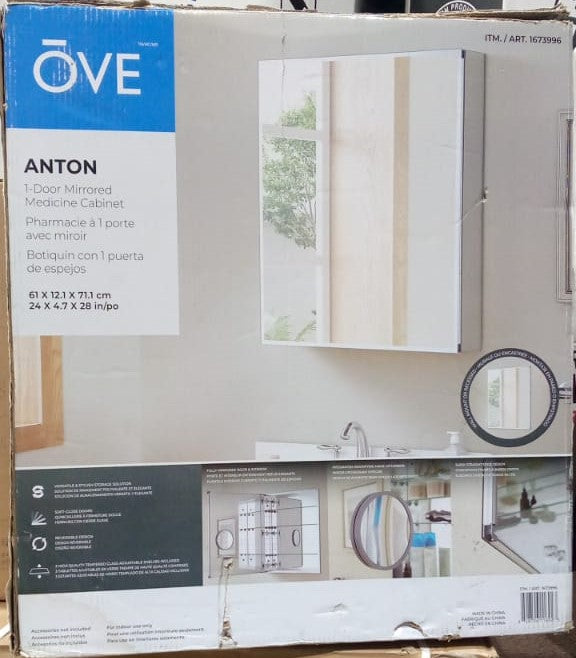 OVE Decors Anton 24 in. Medicine Cabinet with Mirror broken mirror