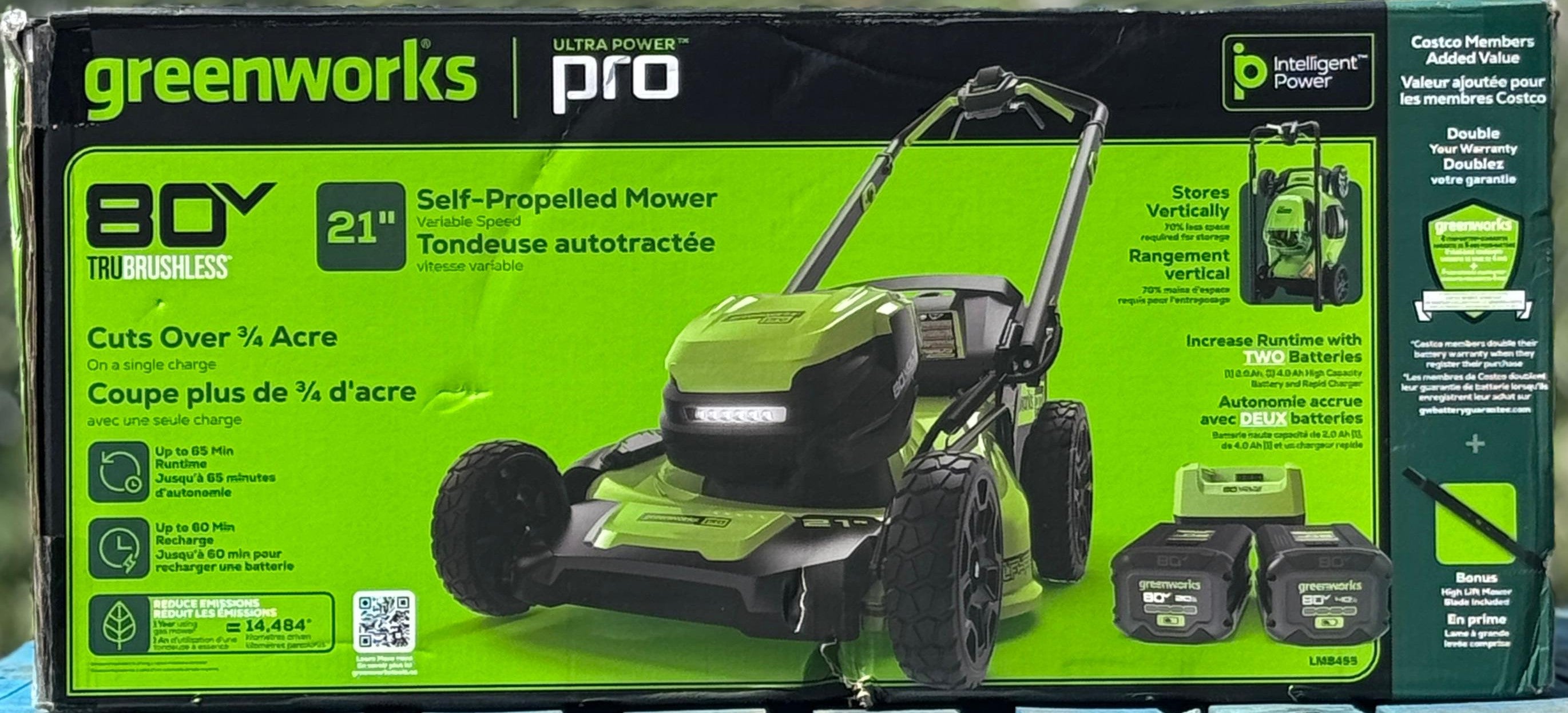Greenworks 80V 21" Gen 2 Self-Propelled Mower w/ Extra Blade, (2) Batteries & Rapid Charger