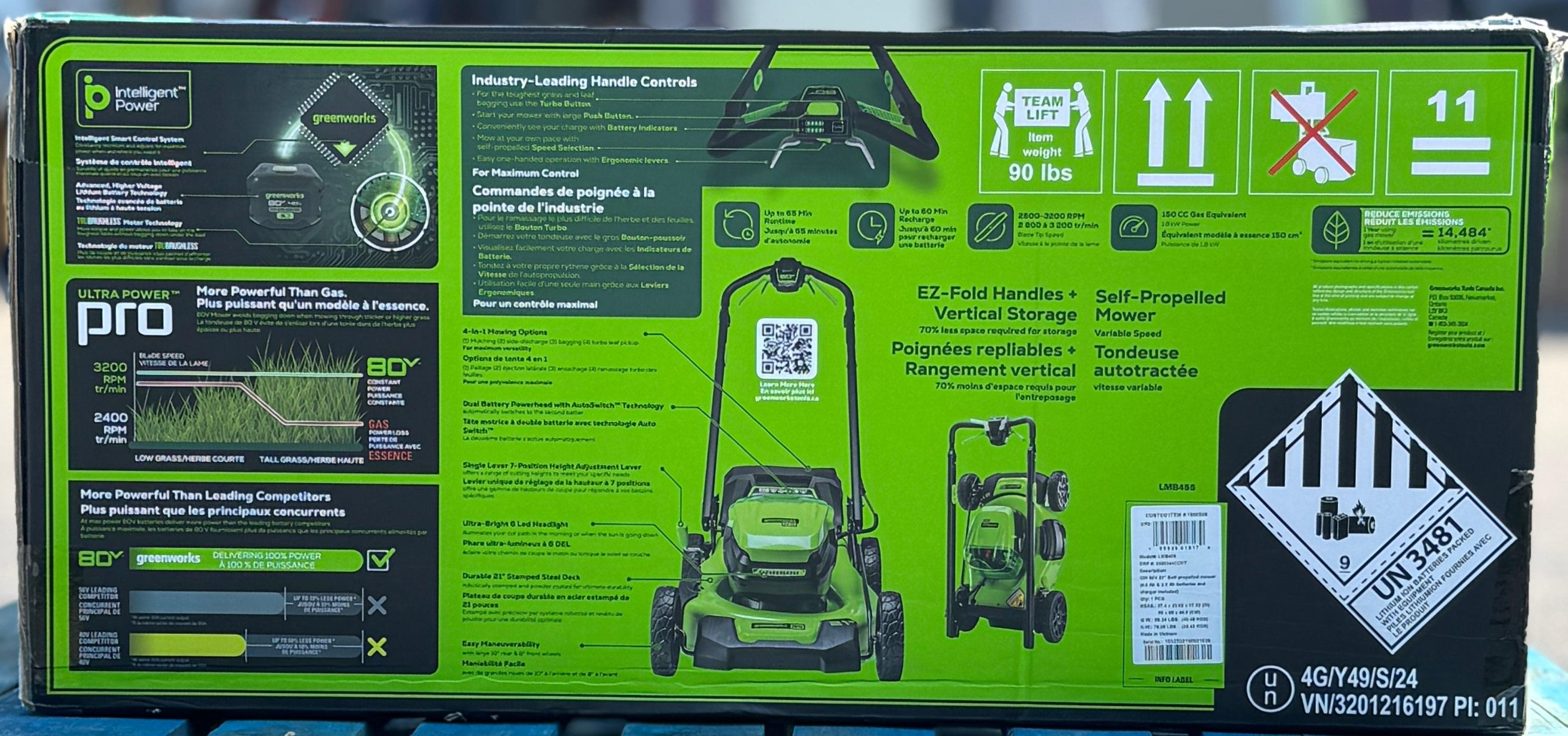 Greenworks 80V 21" Gen 2 Self-Propelled Mower w/ Extra Blade, (2) Batteries & Rapid Charger