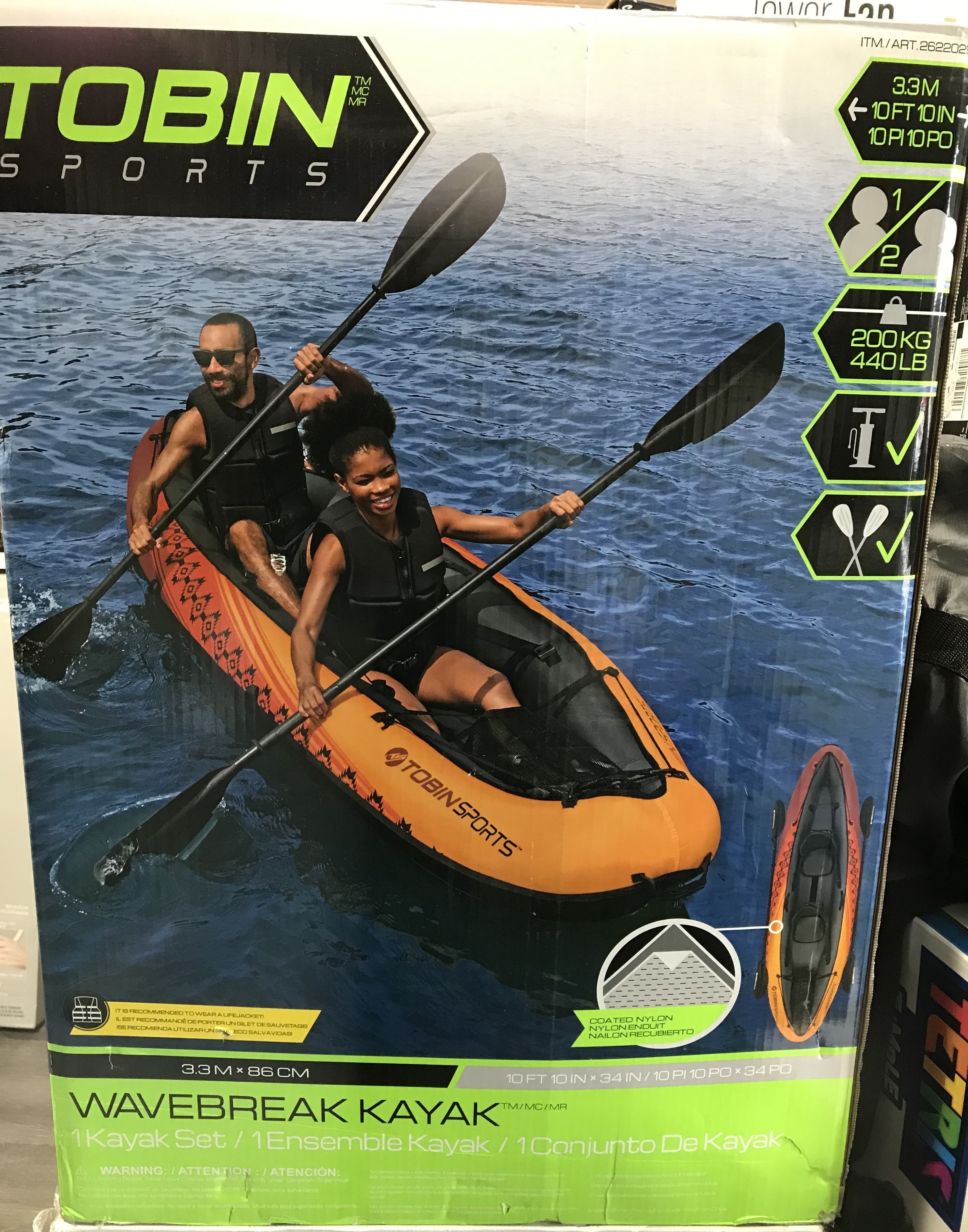 Tobin Sports Wavebreak Inflatable 2 Person Kayak 19FT 10IN X 34 IN