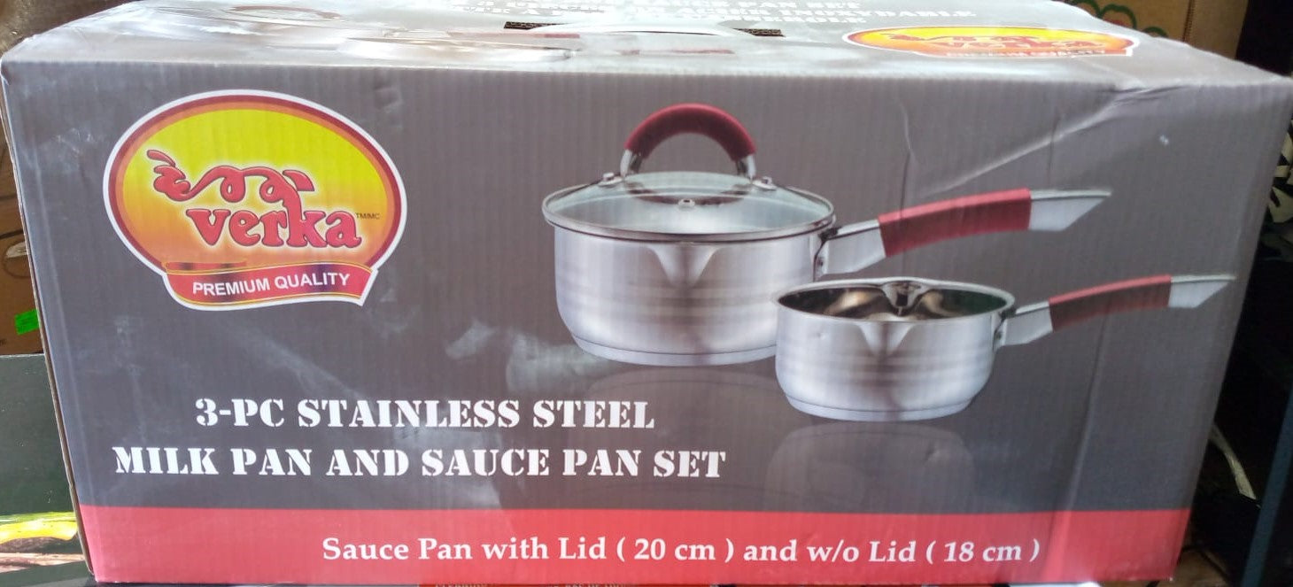 Verka Stainless Steel Milk Pan and Sauce Pan Set 3 Pieces