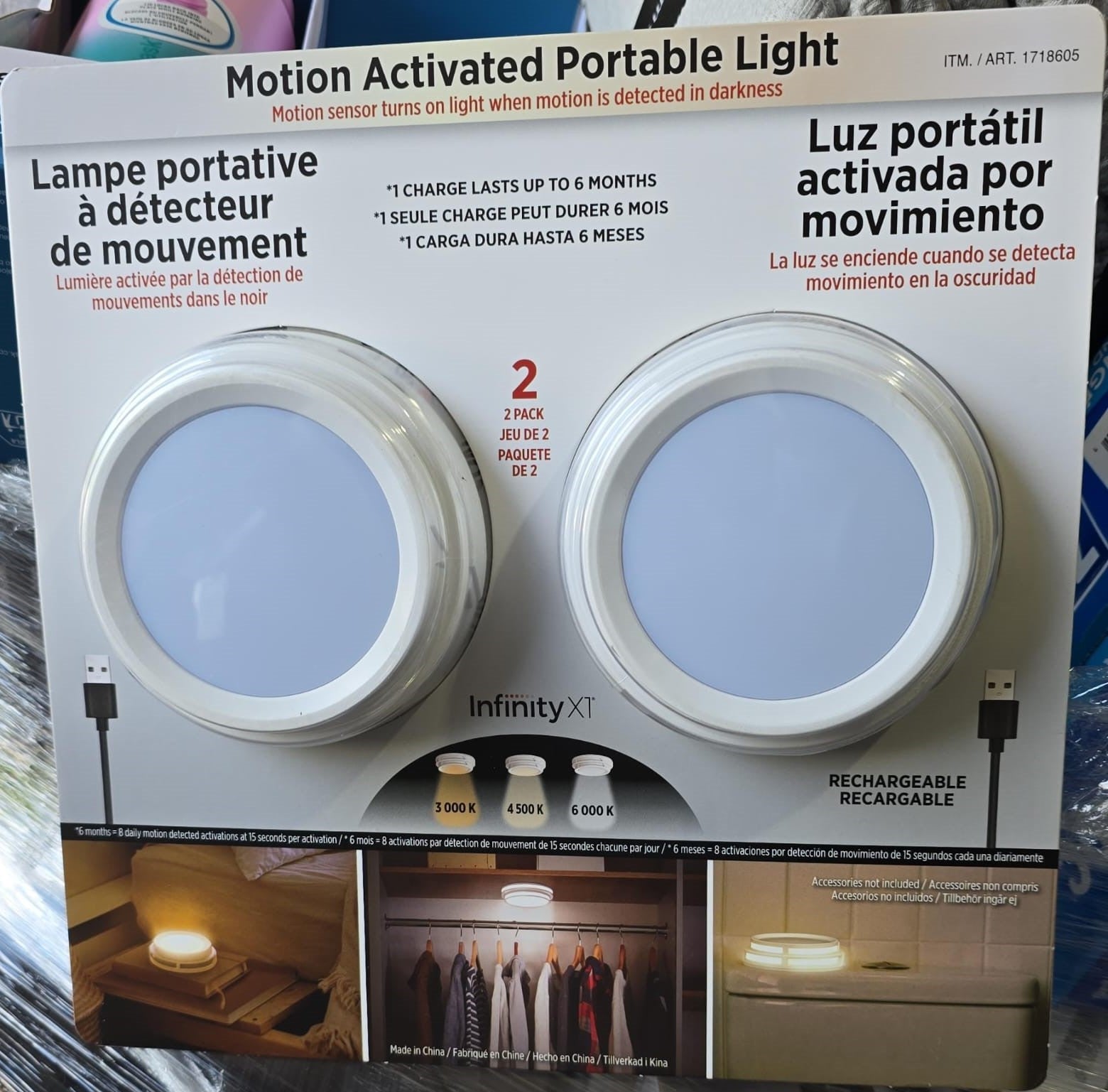 Infinity X1 Motion Activated Puck Light, 2-pack