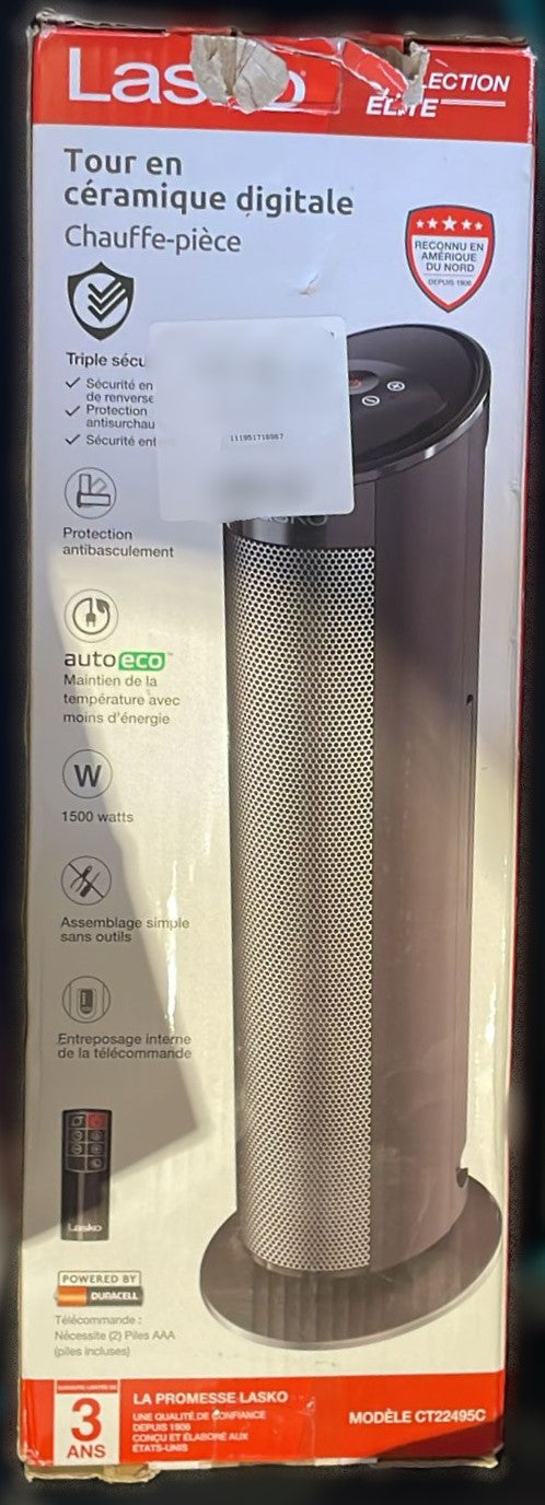 Lasko 22” Ceramic Digital Touch Control Tower Heater with Remote