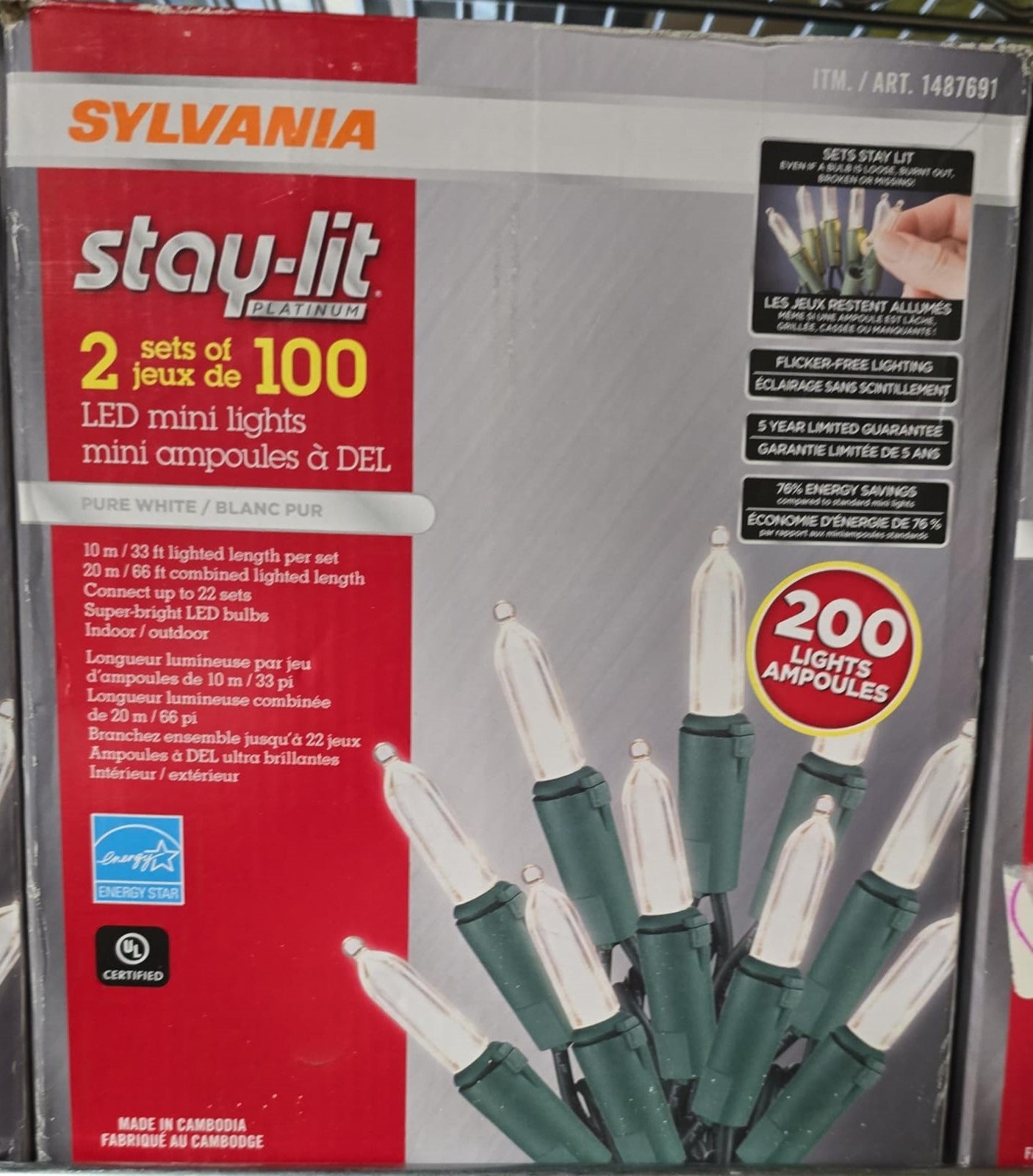 SYLVANIA STAY-LIT 2 SETS OF 100 LED MINI LIGHTS