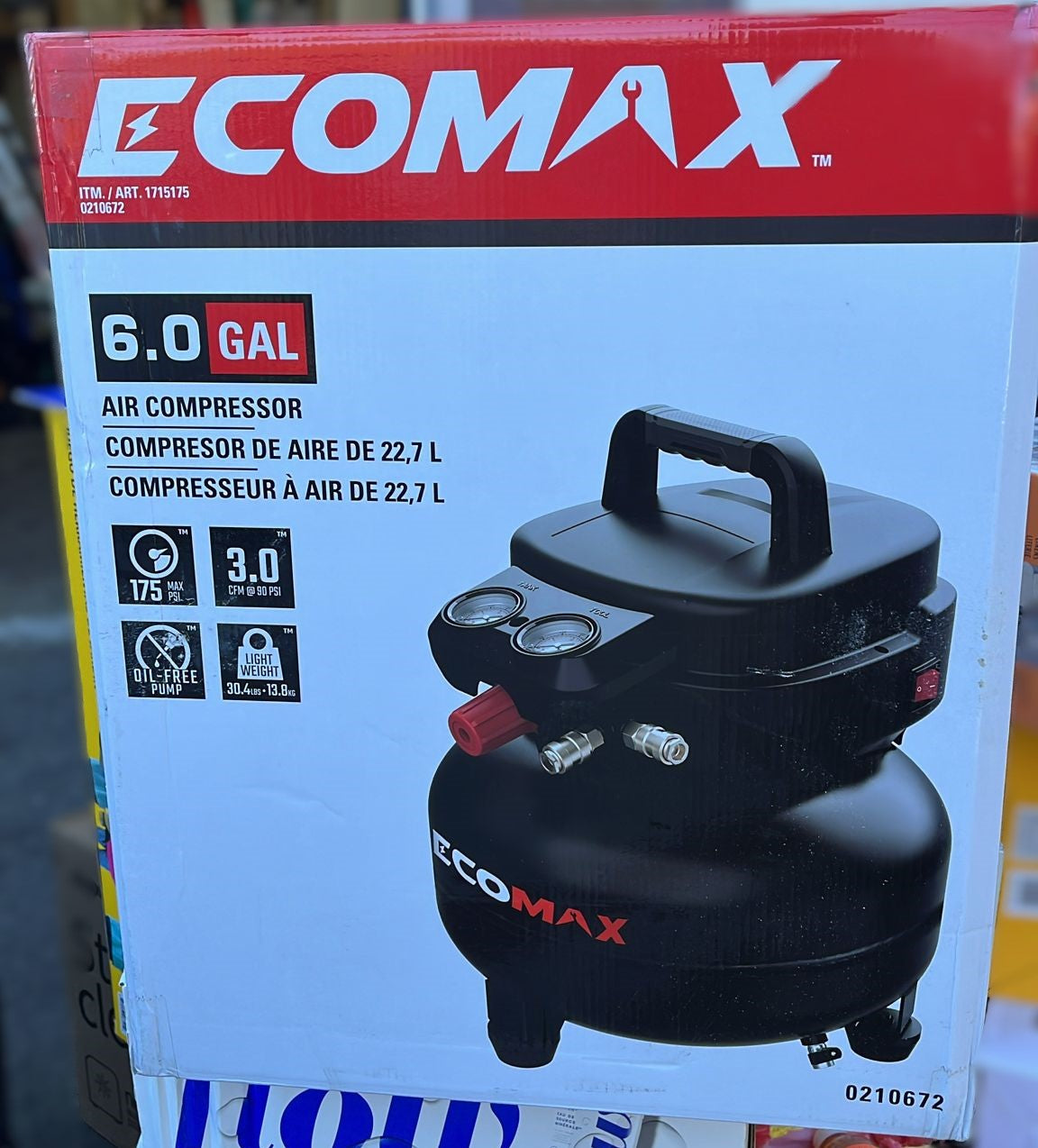 Ecomax 6Gal Pancake Air Compressor 1.5HP